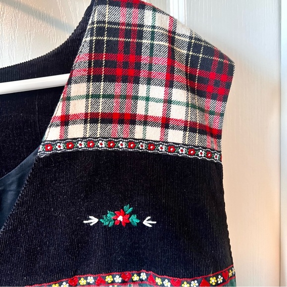 Vintage SUSAN BRISTOL Corduroy Plaid Patchwork Holiday Christmas Vest—SZ. 3X - Picture 16 of 16